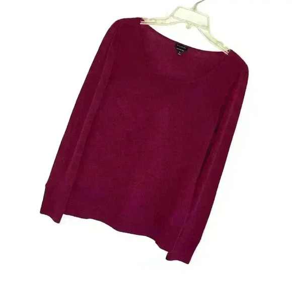 Talbots Sweater Pure Merino Wool Scoop Neck sz M Purple Puff Sleeve - Picture 6 of 6